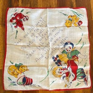 Vintage Jack & Jill Childs Nursery Rhyme Hanky/Hankie
